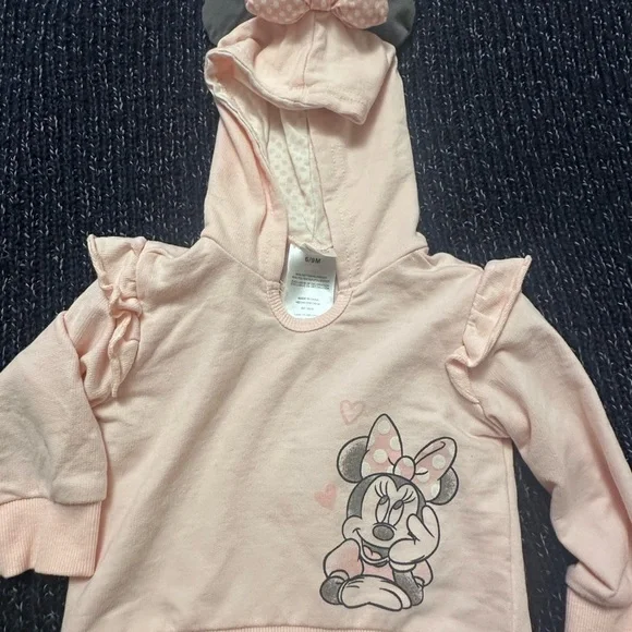 Disney Minnie Mouse Baby Outfit Set 6-9M Pink Hoodie Joggers - Picture 2 of 4